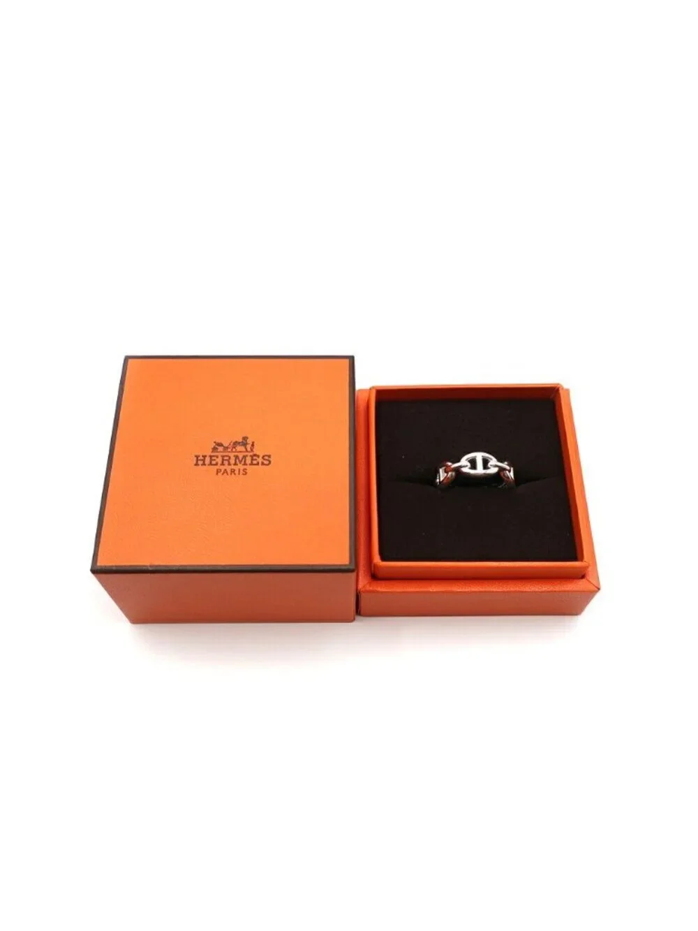 Hermes Chaine D'ancre Enchainee Ring PM Small Silver